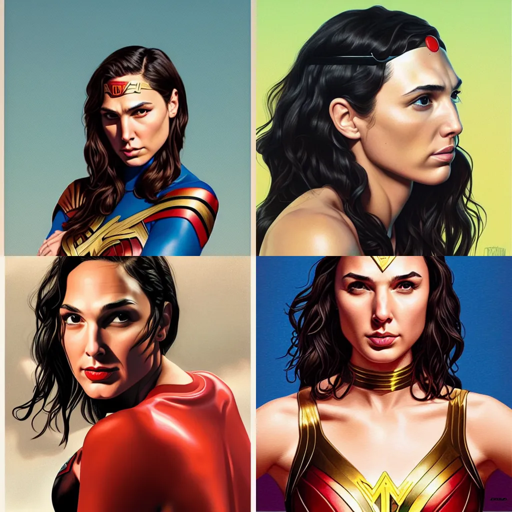 Prompt: gal gadot illustration by alex gross