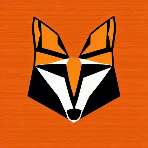 Image similar to logo featuring a fox's head as origami art with white eyes, white and orange colors, white background, Cut style, detailed