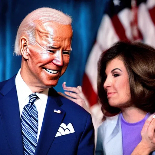 Image similar to ((((alien wearing a wig and a dress)))) and Joe Biden at a press conference, photograph, highly detailed, 4K