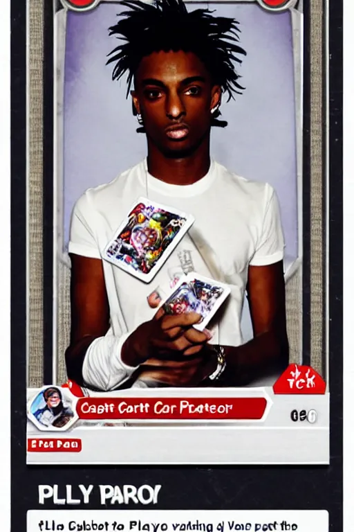 Image similar to playboi carti, pokemon card of playboi carti, highly detailed trading card screenshot