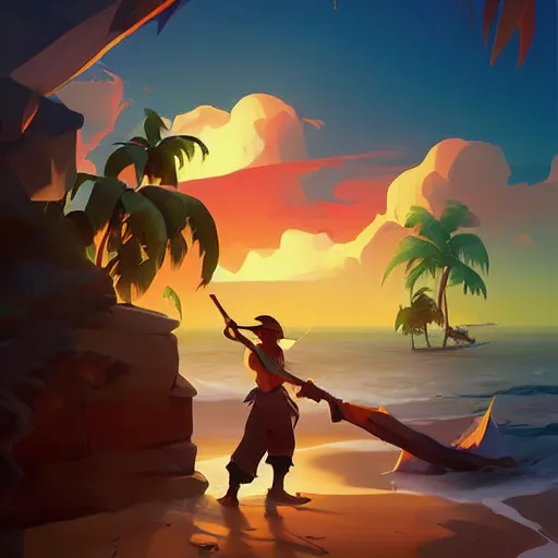 Image similar to painting treasure on sea of thieves game smooth median photoshop filter cutout vector, behance hd by jesper ejsing, by rhads, makoto shinkai and lois van baarle, ilya kuvshinov, rossdraws global illumination