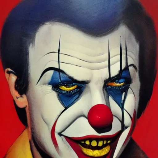 Image similar to photorealistic picture, by bob peak and alex ross, humfrey the clown movie poster, gouache and wash paints, fine details, fine intricate, fine facial proportionate, fine body proportionate, fine fix broken line, fine fix duplicate line, fine background proportionate, smooth focus, sharp details, bokeh, 4 k, fine 5 k details