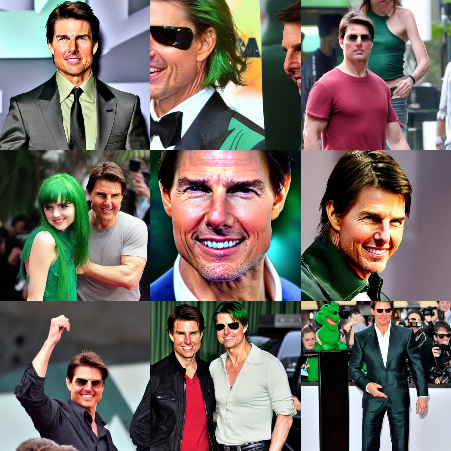 Prompt: tom cruise with greenhair