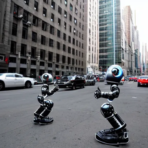 Image similar to I Robot robots in the streets of New York City