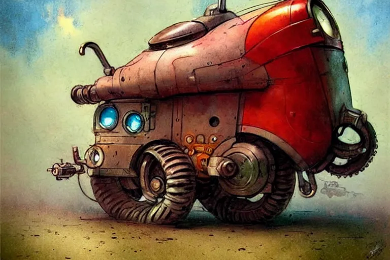 Image similar to adventurer ( ( ( ( ( 1 9 5 0 s retro future robot android mouse circus dumptruck. muted colors. ) ) ) ) ) by jean baptiste monge!!!!!!!!!!!!!!!!!!!!!!!!! chrome red