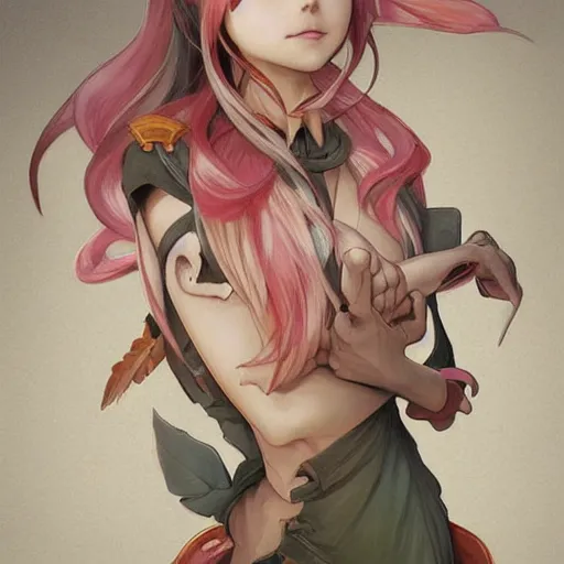 Image similar to Lucardio pokemon Gajinka as a small human girl , highly detailed, digital pencil painting, anime, cartoonish, hybrid human / anthro, monster girl, sharp focus, illustration, art by artgerm and greg rutkowski and alphonse mucha