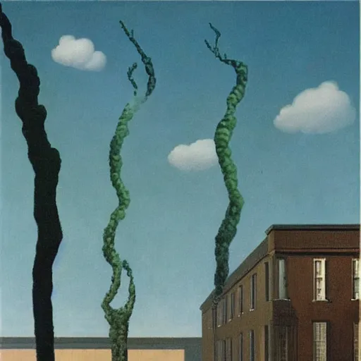 Image similar to “ painting, by magritte, of painting, by magritte, etc ”