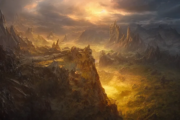 Image similar to high aerial shot, fantasy landscape, sunset lighting ominous shadows, cinematic fantasy painting, dungeons and dragons, coastline by jessica rossier and brian froud