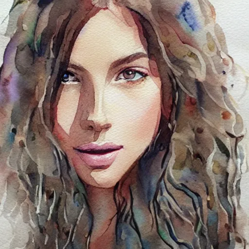 Image similar to watercolor art on paper, leo girl portrait, highly detailed, artstation, masterpiece, award - winning