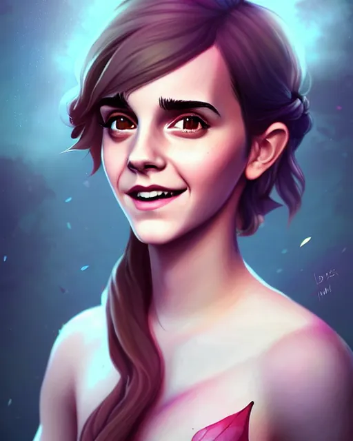 Image similar to beautiful full body Emma Watson smiling, art by lois van baarle and loish and ross tran and rossdraws and sam yang and samdoesarts and artgerm, digital art, highly detailed, intricate, sharp focus, Trending on Artstation HQ, deviantart, unreal engine 5, 4K UHD image