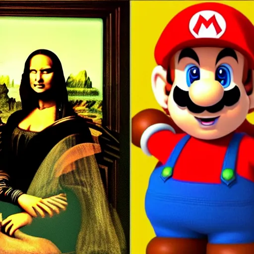 Prompt: super - mario!!!!!!!!!!!!!!!!! super - mario!!!!!!!!!!!! as mona lisa