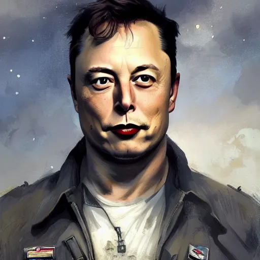 Image similar to portrait of a communist elon musk, epic, tragic, military art, fantasy, dieselpunk, hd shot, digital portrait, beautiful, artstation, comic style, by artgerm, guy denning, jakub rozalski, magali villeneuve and charlie bowater