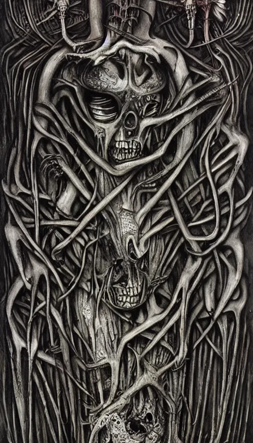 Image similar to life and death mixing together, by hr giger