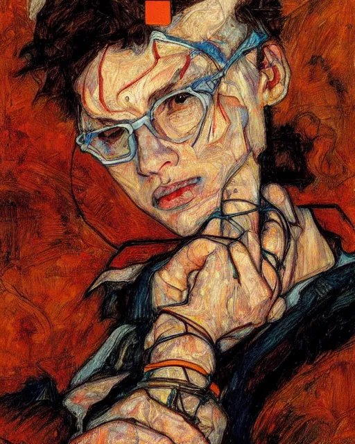 Image similar to portrait of a gpu by greg rutkowski in the style of egon schiele