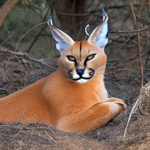 Image similar to caracal with crown on his head