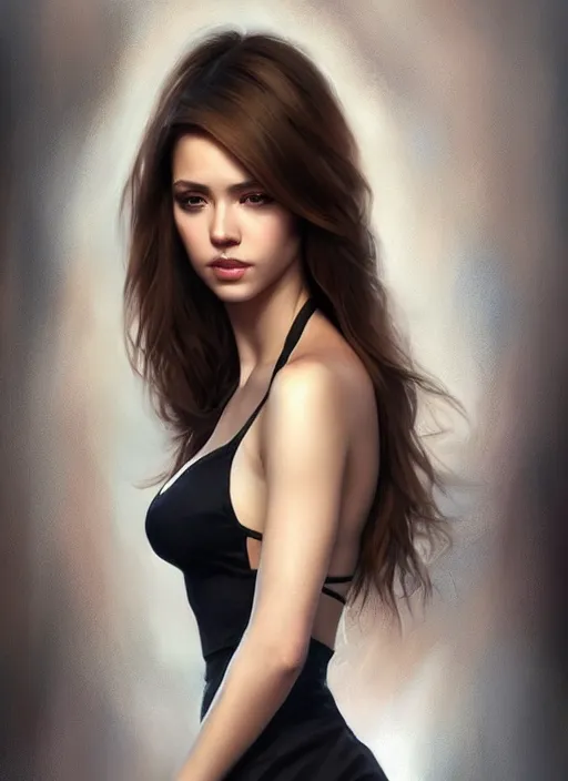 Image similar to full length photo of a gorgeous young woman in the style of stefan kostic, realistic, sharp focus, 8k high definition, insanely detailed, intricate, elegant, art by stanley lau and artgerm