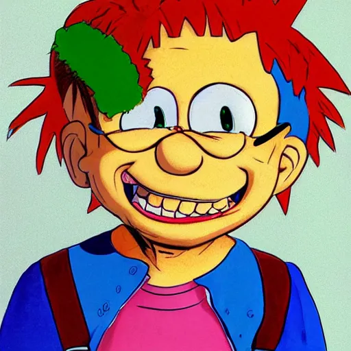 Prompt: Chuckie Finster from Rugrats as an adult, concept art