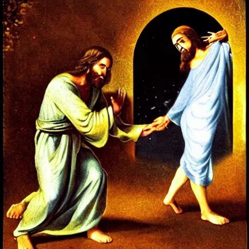 Image similar to POV fistfight with Jesus