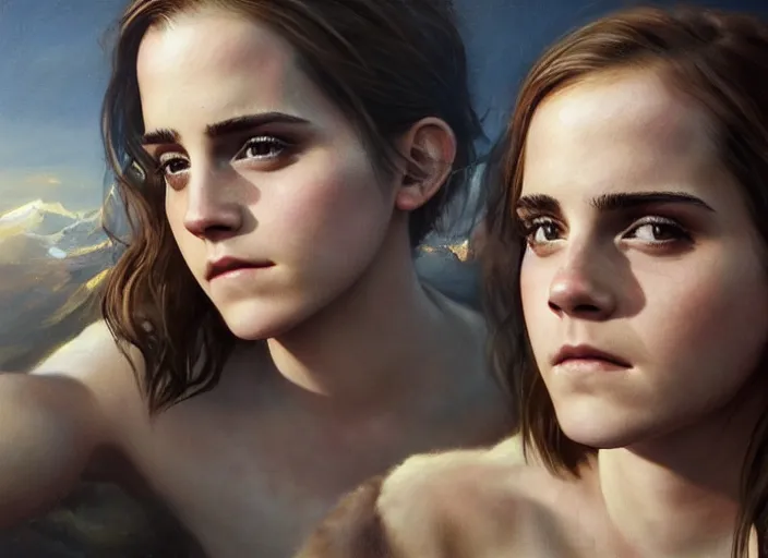 Image similar to emma watson the real god, watching the earth. epic cinematic hyperrealism masterpiece. realistic poster with shaded lighting by craig mallismo, artgerm, jeremy lipkin and michael garmash, unreal engine, radiant light, detailed and complex environment, octane photoreal 3 d render, art station trends