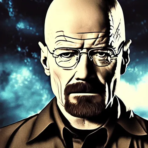 Image similar to Film still of Walter White with cybernetic battle armor in new Breaking bad movie, highly detailed, 4k