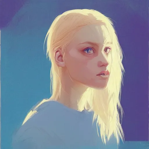 Image similar to Beautiful girl with a blond hair and blue eyes profile picture by Greg Rutkowski, asymmetrical, Organic Painting , Matte Painting, geometric shapes, hard edges, street art, trending on the artstation, realistic:2 by Sachin Teng:4, blur: -4