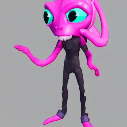 Image similar to pink alien with tall ears and yellow eyes fortnite character c 9. 0