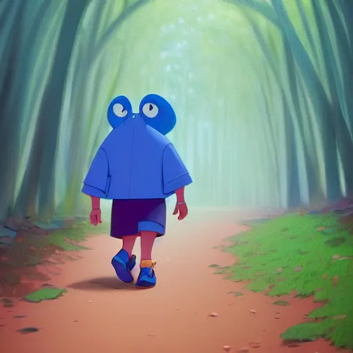 Image similar to goro fujita ilustration mafalda dora the explorer with blue clothes, walking through the forest, painting by goro fujita, sharp focus, highly detailed, artstation