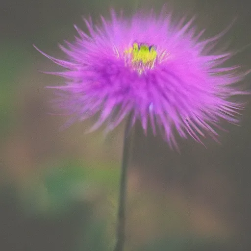 Prompt: photo of a fuzzy, black and purple flower