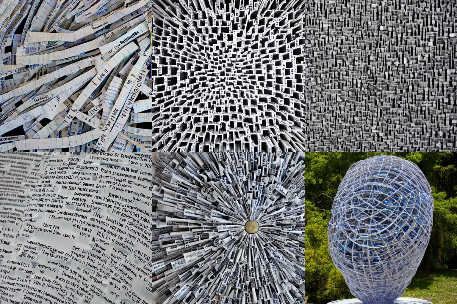 Prompt: every scientific paper condensed into one sculpture, award winning photo