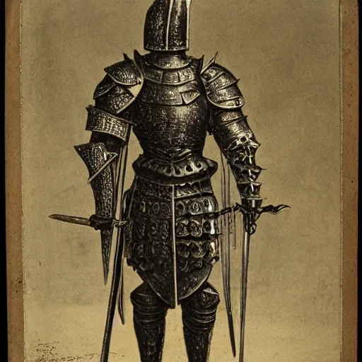 Image similar to gothic knight, intricate etched armor, standing astride a gate, johannes voss