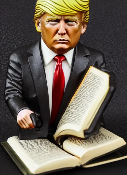 Image similar to 80mm resin detailed miniature of Donald Trump reading the bible, Product Introduction Photos, 4K, Full body