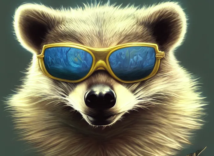 Prompt: a cool anthropomorphic racoon wearing sunglasses wearing a lab coat, diffuse lighting, fantasy, intricate, elegant, highly detailed, lifelike, pastel, digital painting, artstation, illustration, concept art, smooth, sharp focus, art by frank frazetta and marco bucci and loish and rossdraws and artgerm and alphonse mucha