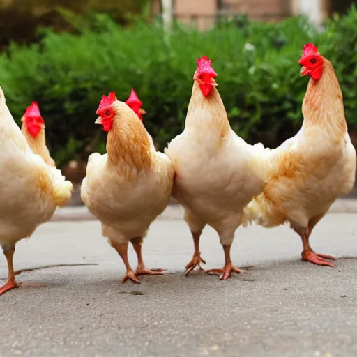 Prompt: a flock of chicken mcnuggets learning to fly