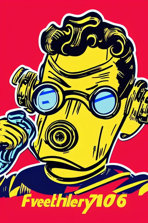 Image similar to fallout 7 6 retro futurist illustration art by butcher billy, sticker, colorful, illustration, highly detailed, simple, smooth and clean vector curves, no jagged lines, vector art, smooth andy warhol style