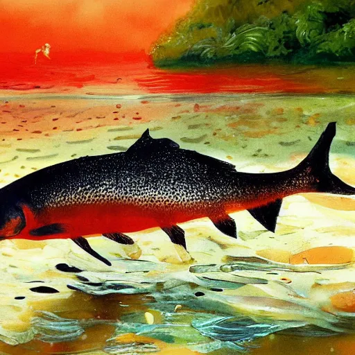 Image similar to salmon rushdie the fish swimming in a river