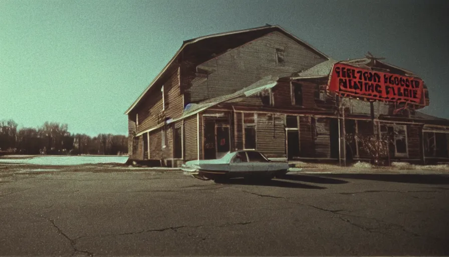Prompt: 7 0 s film still from a horror movie about the midwest, kodachrome, cinecolor, cinestill, film grain, film texture, retro, cinematic, high resolution, photorealism,