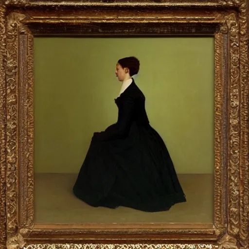 Image similar to A victorian woman, oil on canvas, painted by Caspar David Friedrich