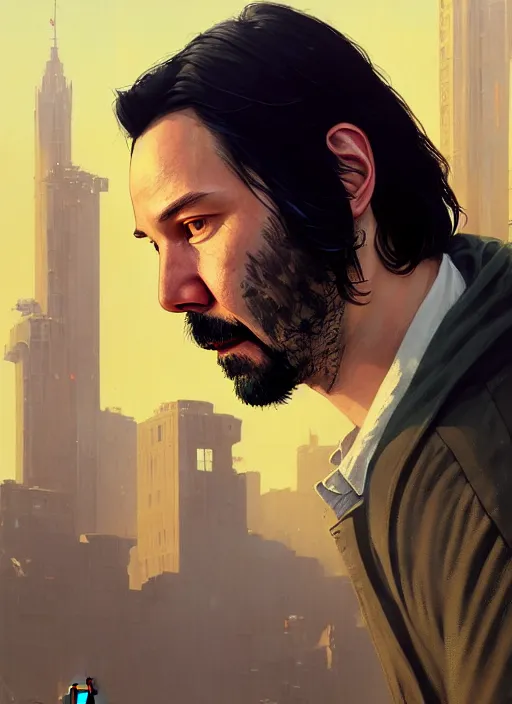 Prompt: highly detailed portrait of keanu reeves in gta v, stephen bliss, unreal engine, fantasy art by greg rutkowski, loish, rhads, ferdinand knab, makoto shinkai and lois van baarle, artgerm, pixar, ilya kuvshinov, rossdraws, tom bagshaw, global illumination, radiant light, detailed and intricate environment