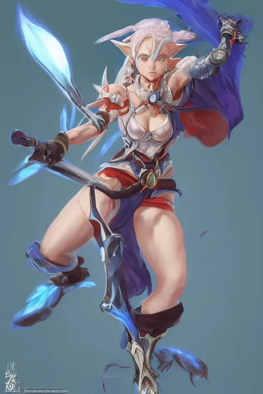 Image similar to Nina from breath of fire 4 for blade and soul concept art on a render by the artist Hyung tae Kim , Jiyun Chae, Joe Madureira, trending on Artstation by Hyung tae Kim, artbook, Stanley Artgerm Lau, WLOP, Rossdraws