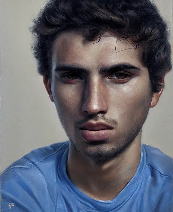 Image similar to heroic portrait of a young greek man. art by denys tsiperko and bogdan rezunenko, hyperrealism