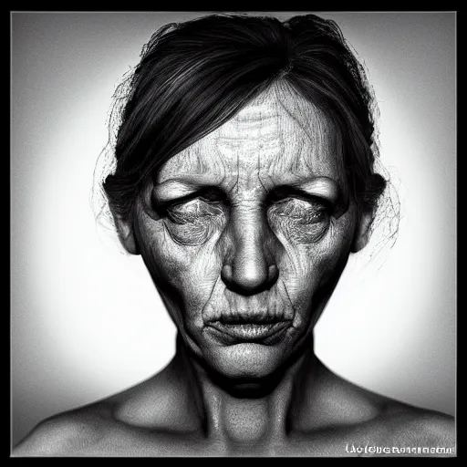 Image similar to ugly woman portrait, photorealistic, dramatic lighting