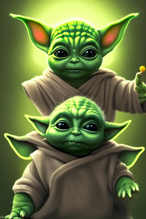 Image similar to Rahul Gandhi as baby yoda, baby yoda costume, Rahul Gandhi hairstyle, baby yoda body type, Rahul Gandhi Face, calm, cute, portrait, baby figure, highly detailed, digital painting, artstation, concept art, smooth, sharp focus, illustration, cinematic lighting, art by artgerm and greg rutkowski and alphonse mucha