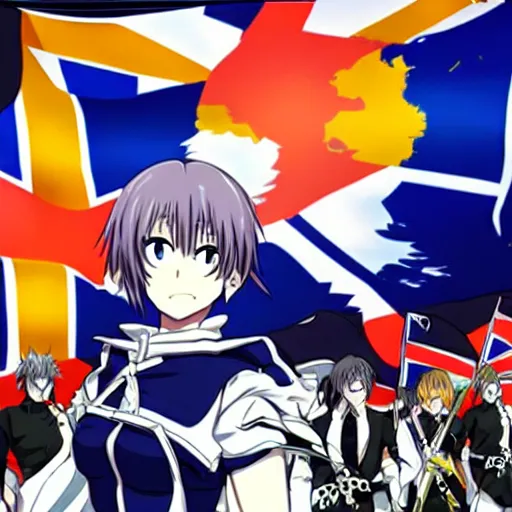 Image similar to cornish nationalism rally for independence, anime style like fate/stay night