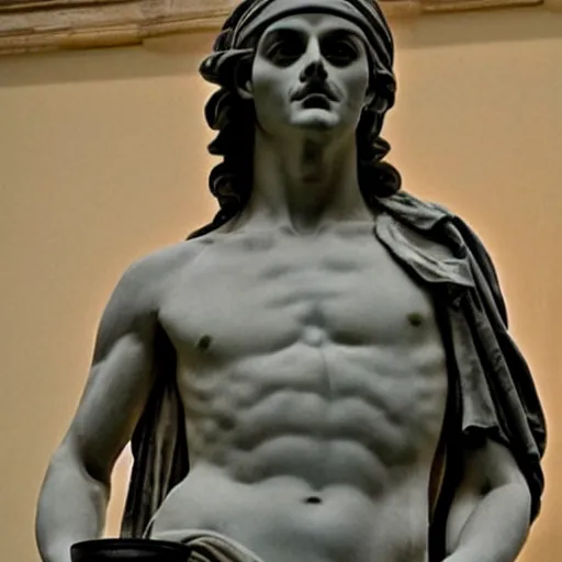 Image similar to johnny depp as a greek marble statue