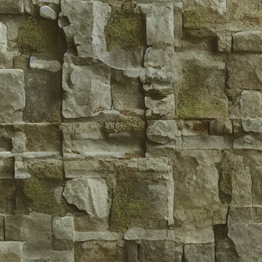 Image similar to a painterly stylized stone cladding with moss texture