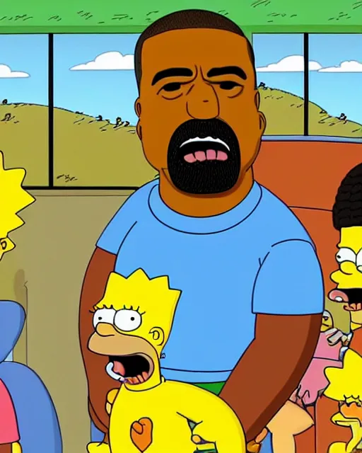 Prompt: a still of kanye west in the simpsons