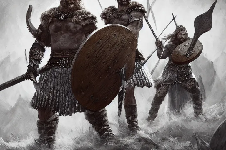 Image similar to vikings, viking warriors, valhalla, norse gods, medieval scandanavia, beautiful, concept art, high - detail, artstation, deviantart, behance by abe taraky