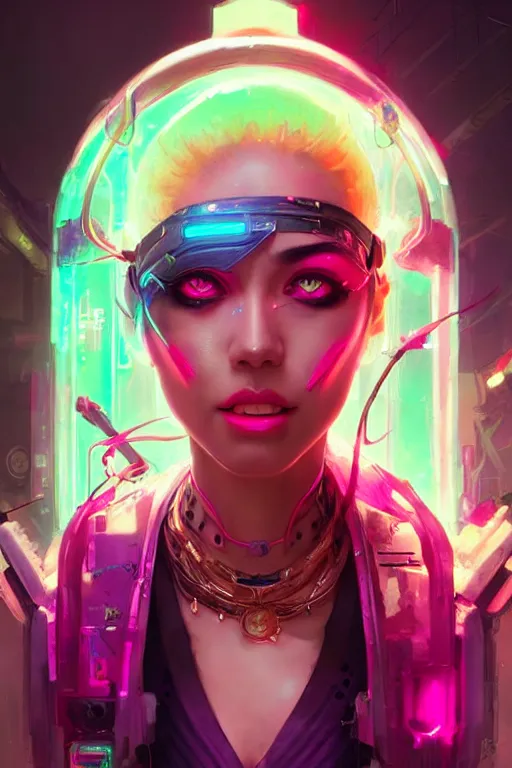 Image similar to jinx from league of legends, cyberpunk futuristic neon. decorated with traditional japanese ornaments by ismail inceoglu dragan bibin hans thoma greg rutkowski alexandros pyromallis nekro rene maritte illustrated, perfect face, fine details, realistic shaded, fine - face, pretty face