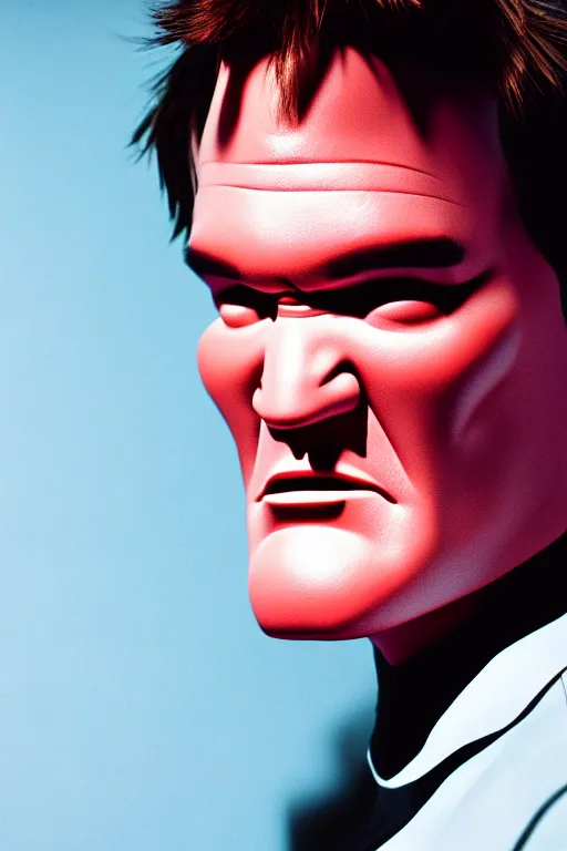 Prompt: full - length portrait of tarantino cyborg, fashion color studio lighting, 3 5 mm, close - up