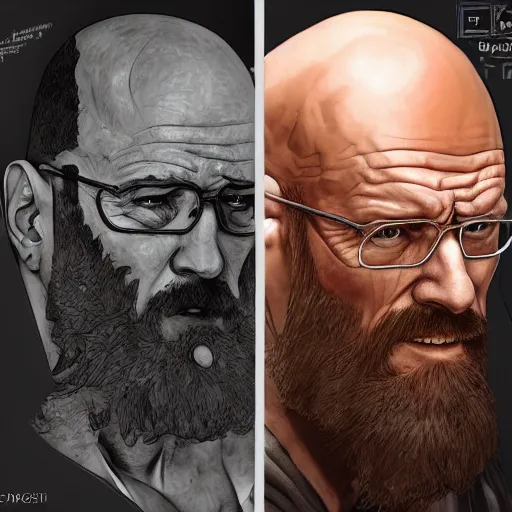 Image similar to Heisenberg as Kratos, highly detailed, digital painting, artstation, concept art, smooth, sharp focus, illustration, ArtStation, art by artgerm and greg rutkowski and alphonse mucha and J. C. Leyendecker and Edmund Blair Leighton and Katsuhiro Otomo and Geof Darrow and Phil hale and Ashley wood and Ilya repin and Charlie Bowater